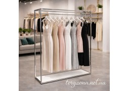 Стійка для весільних та вечірніх суконь 1500×400×2200 мм. хромована з полицею